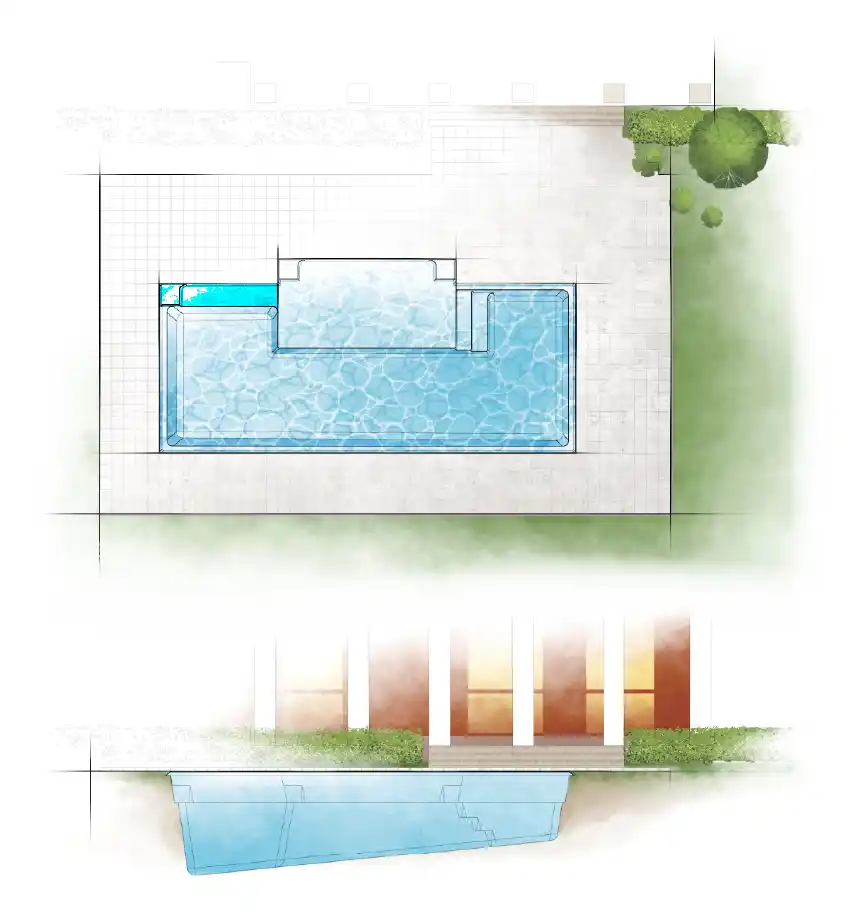 The Dynasty pool model by Aviva: Architectural drawing and key features