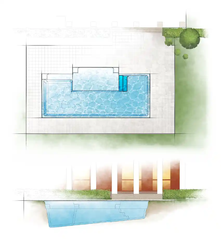 The Dynasty pool model by Aviva: Architectural drawing and key features