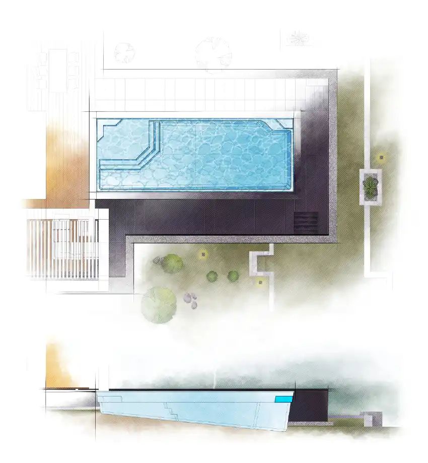 The Vogue pool model by Aviva: Architectural drawing and key features